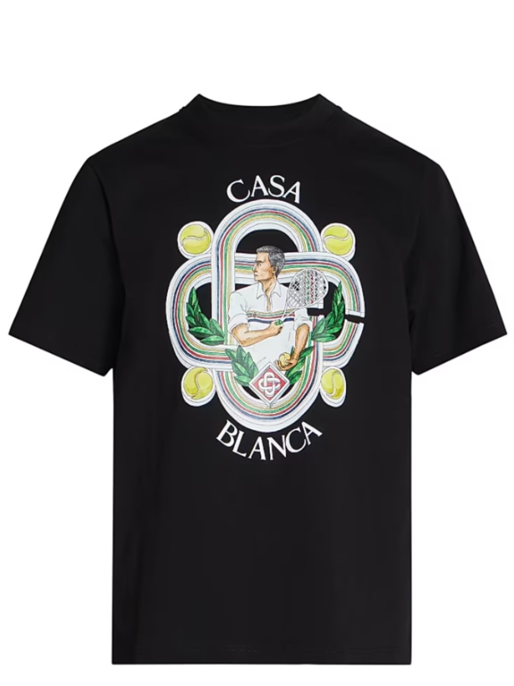 Casablanca Le Joueur Black T-Shirt Short Sleeve Streetwear Tennis Prep